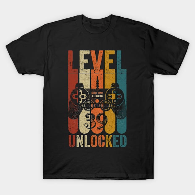 Level 39 Unlocked Awesome Since 1981- 39th Birthday Gamers T-Shirt by TeeBlade